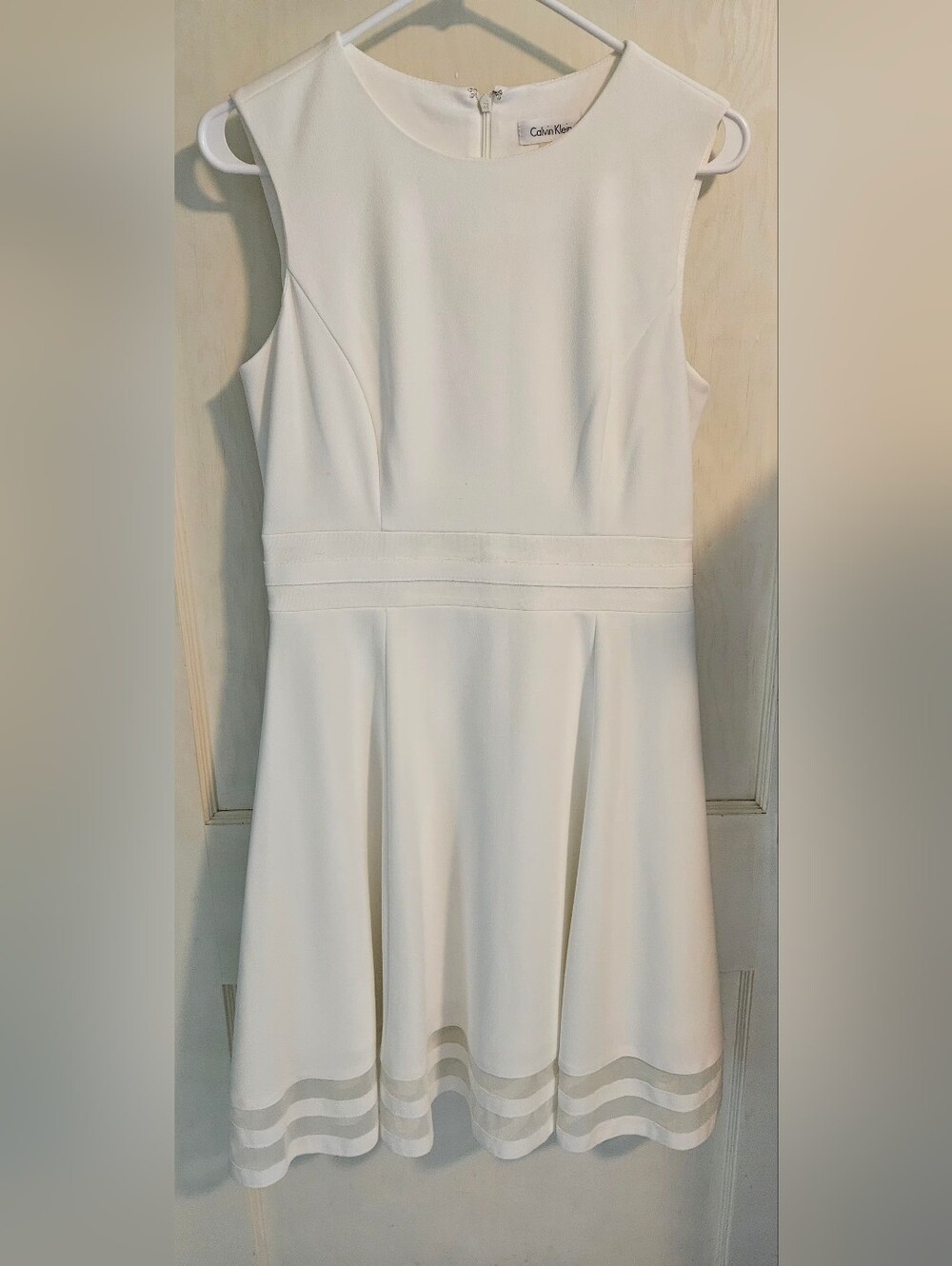 Calvin Klein White Sleeveless Fit-and-Flare Dress Size 8